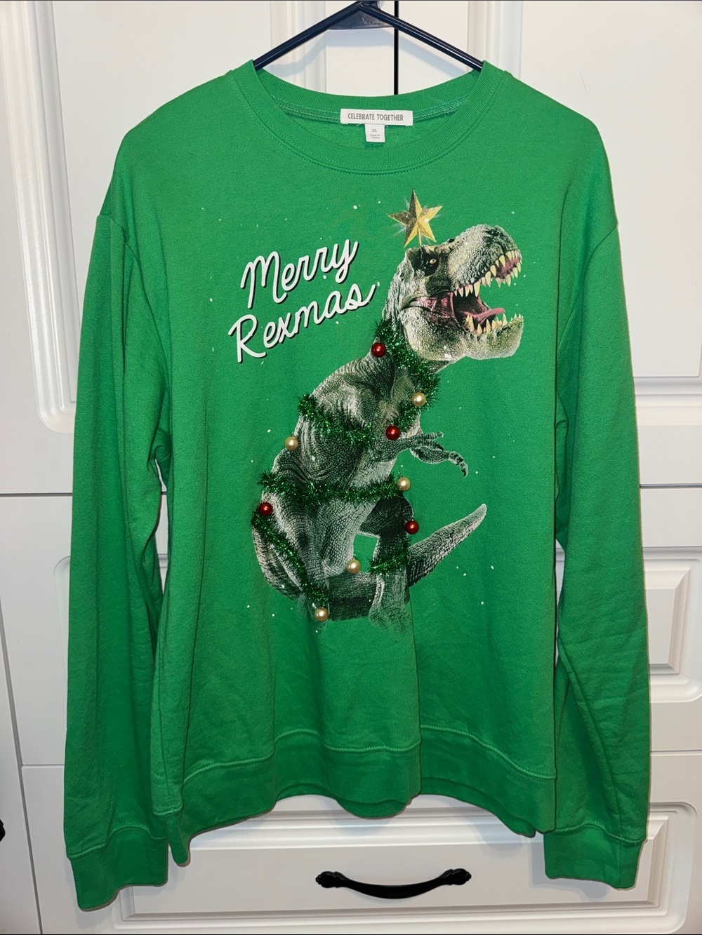 Ugly Christmas Sweater Sweatshirt Dinosaur Christmas Tree - Picture 1 of 3